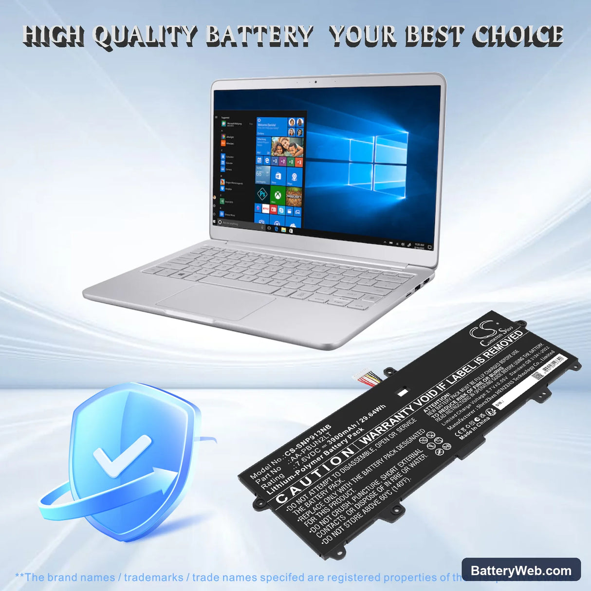 Samsung Notebook 9 13.3" Replacement Battery, 7.6V, 3900mAh, Li-Polymer 6