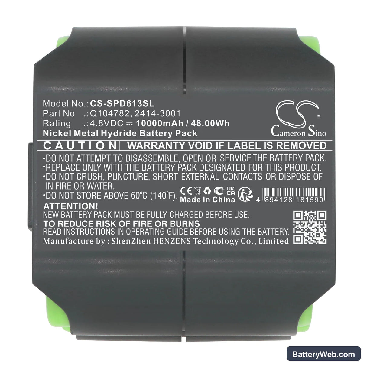 Spectra Precision GL622 Replacement Battery, 4.8V, 10000mAh, Ni-MH 5