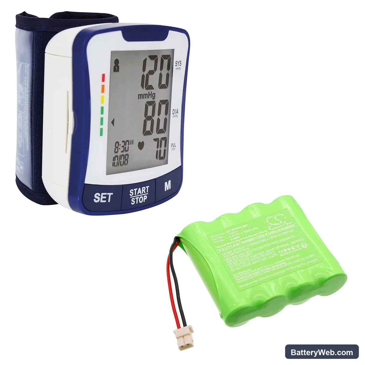 Spengler pression arterielle Pro-H Replacement Battery, 4.8V, 2000mAh, Ni-MH 6