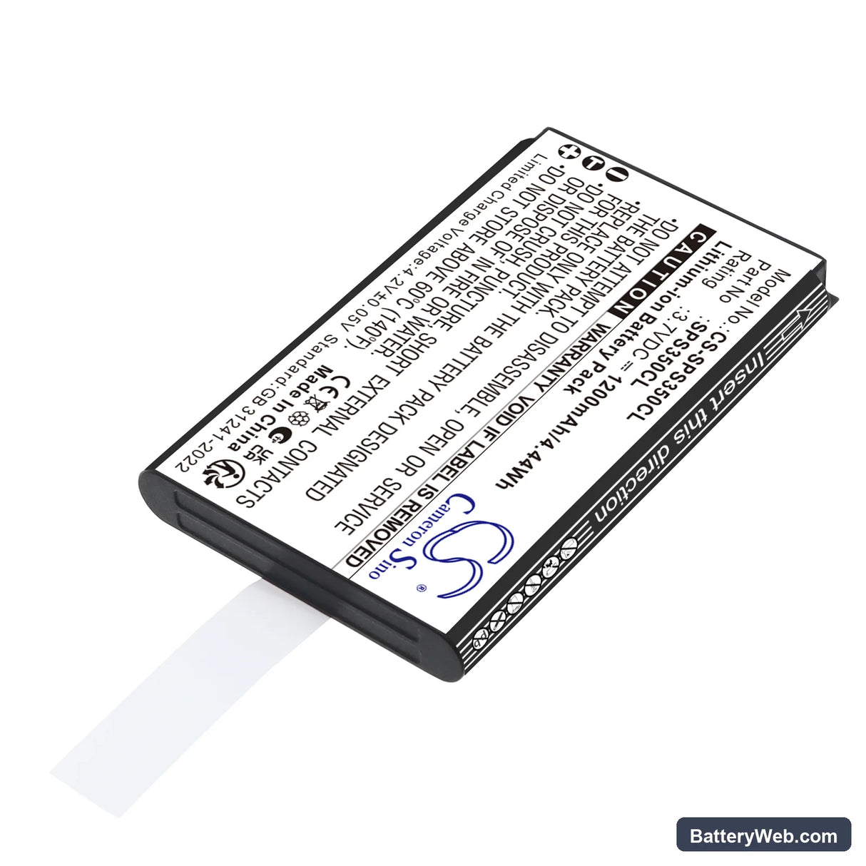 SpectraLink S35 DECT Handset Replacement Battery, 3.7V, 1200mAh, Li-ion 2