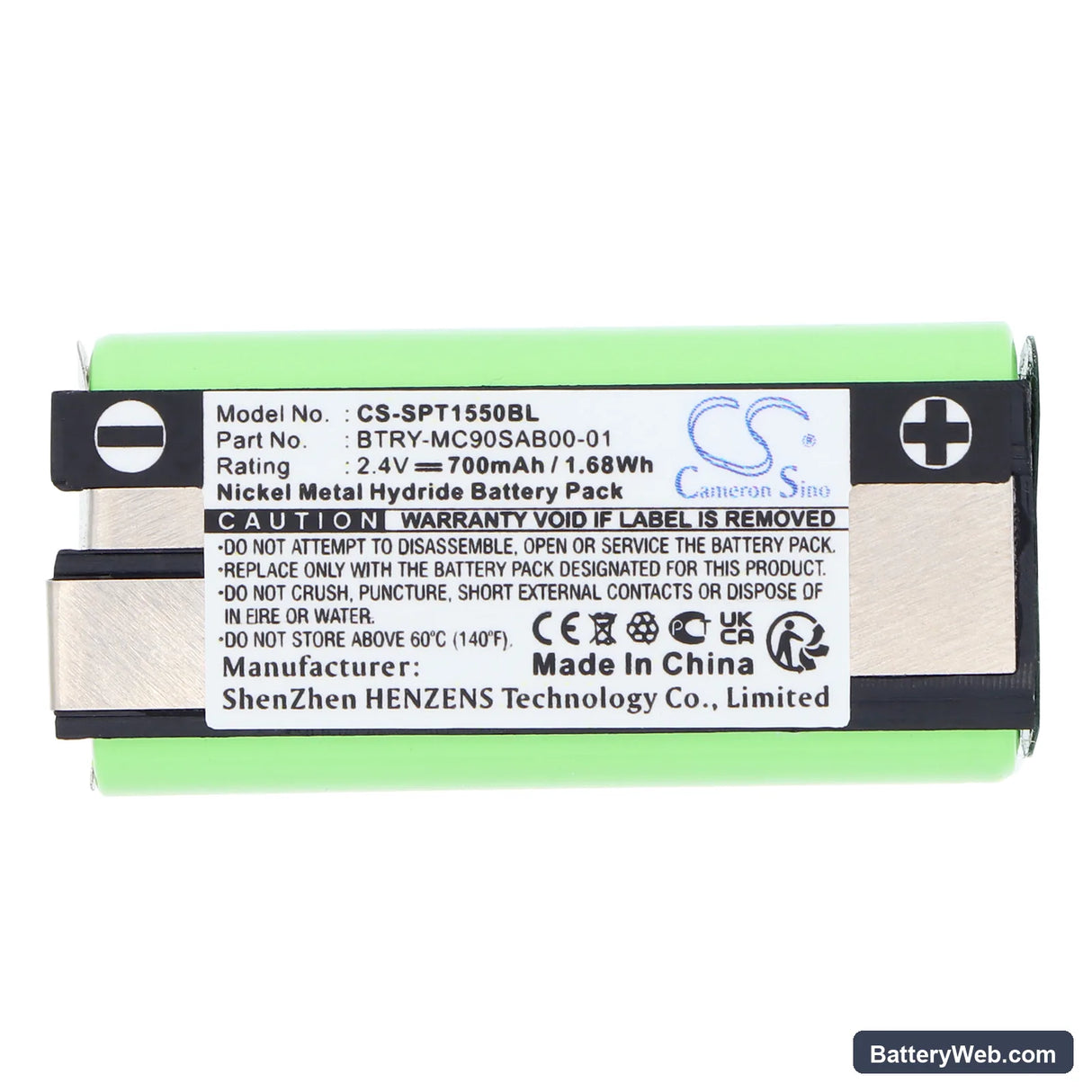 Symbol SPT-1500 Replacement Battery, 2.4V, 700mAh, Ni-MH 5