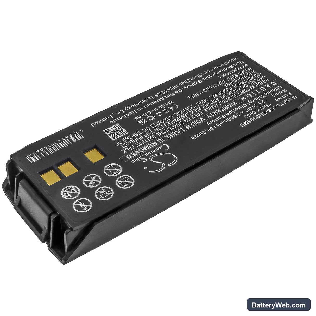 SaverOne D Replacement Battery, 25.2V, 3500mAh, Li-SOCl2 2