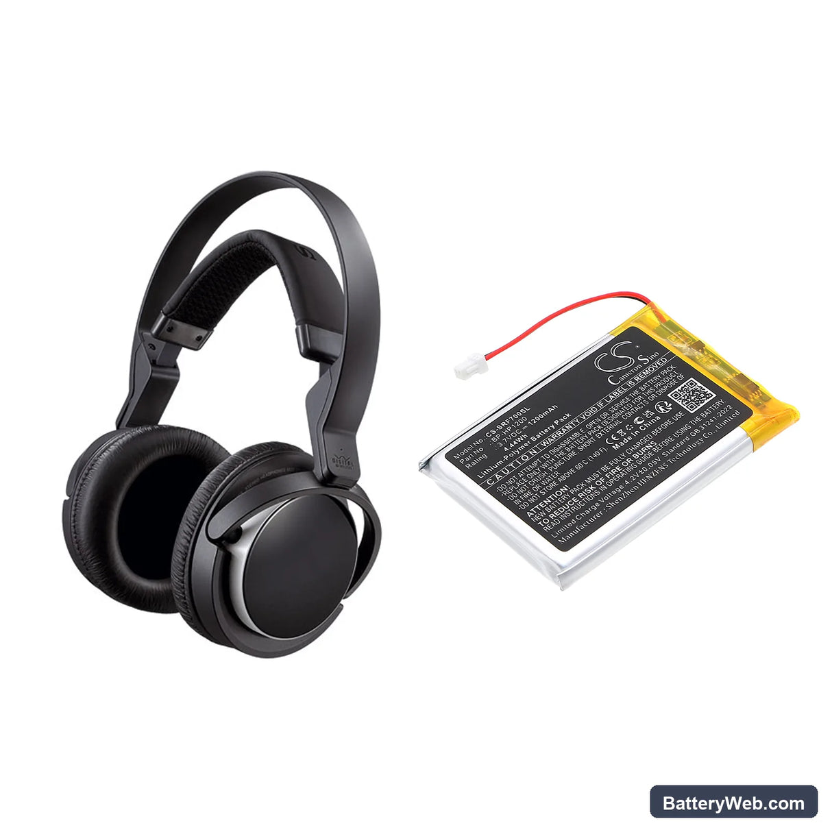Sony MDR-DS7000 Replacement Battery, 3.7V, 1200mAh, Li-Polymer 6