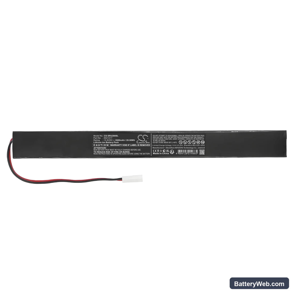 Somfy CL32 Cord Lift Replacement Battery, 10.8V, 2600mAh, Li-ion 3