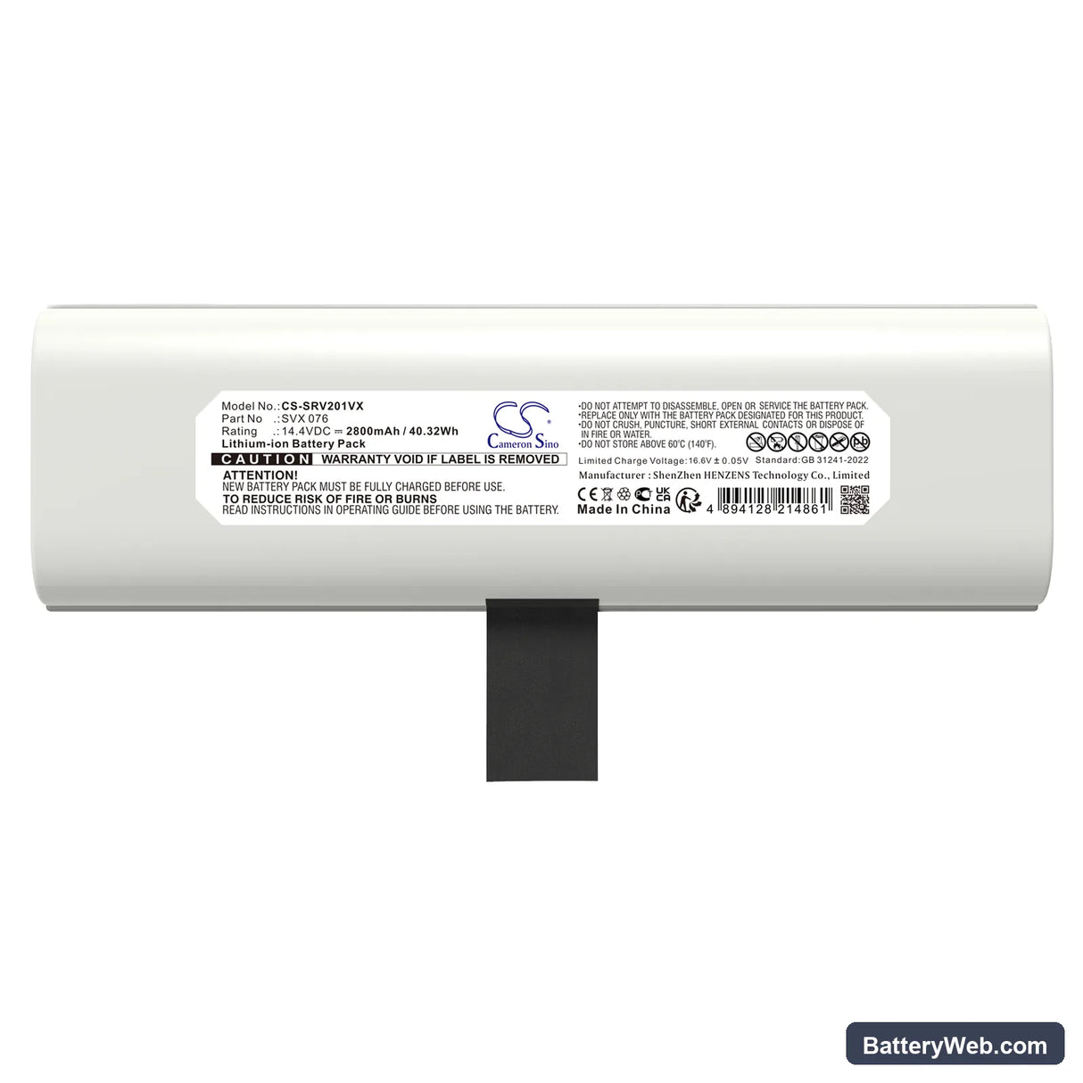 Sencor SRV 2010TI Replacement Battery, 14.4V, 2800mAh, Li-ion 5