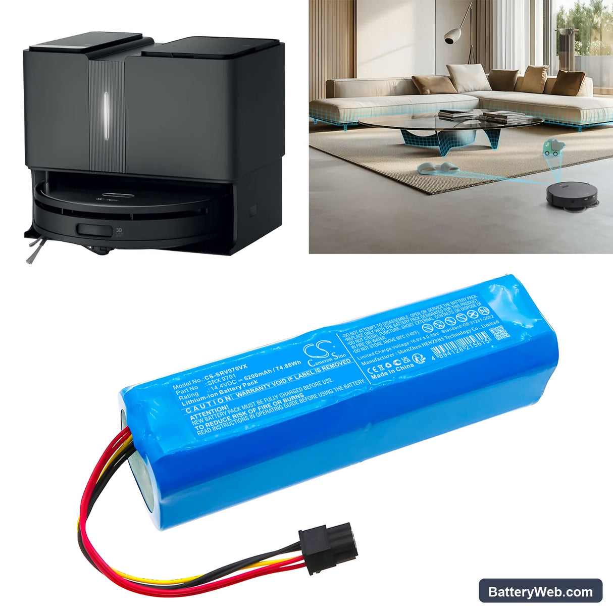Sencor SRV 9790BK Replacement Battery, 14.4V, 5200mAh, Li-ion 6