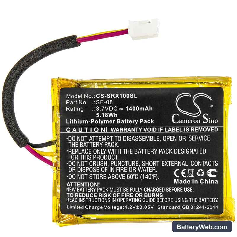 Sony SRS-XB10 Replacement Battery, 3.7V, 1400mAh, Li-Polymer 3