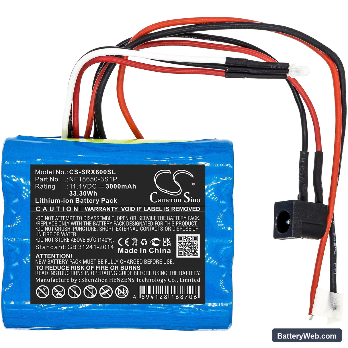 Sherpa SX-LIS06B Replacement Battery, 11.1V, 3000mAh, Li-ion 3