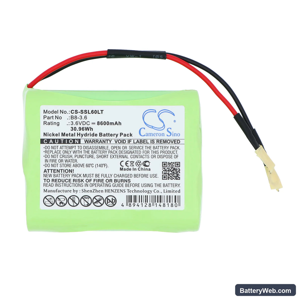 Sealite SL60 Replacement Battery, 3.6V, 8600mAh, Ni-MH 3