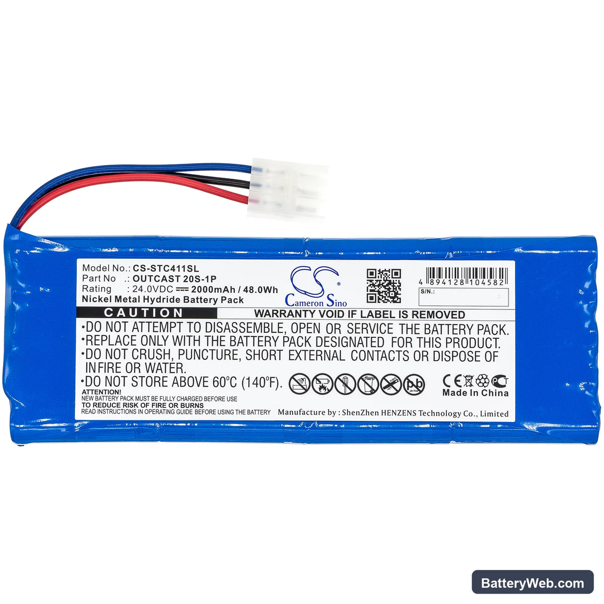 Soundcast Outcast ICO411a Replacement Battery, 24V, 2000mAh, Ni-MH 3