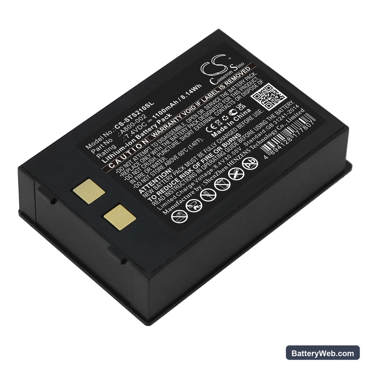 Star SM-S210i Replacement Battery, 7.4V, 1100mAh, Li-ion 1