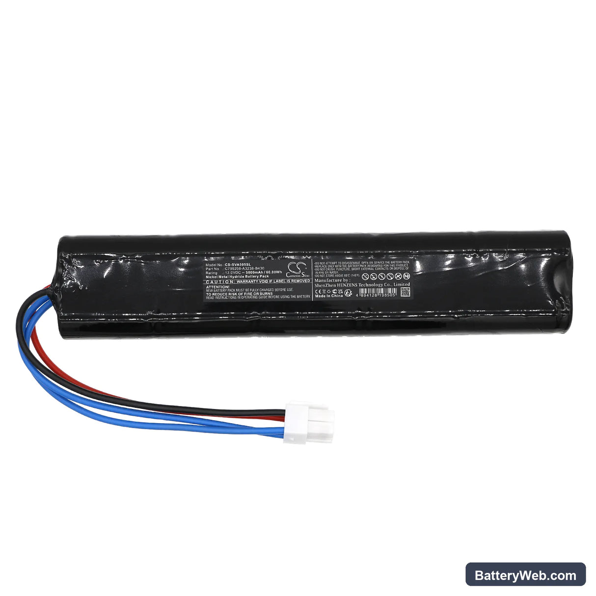 Siemens VAS5051A Replacement Battery, 12V, 5000mAh, Ni-MH 3