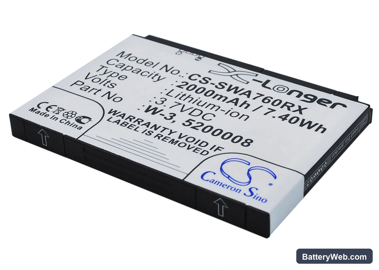 Sierra Wireless Aircard 762s Replacement Battery, 3.7V, 2000mAh, Li-ion 1