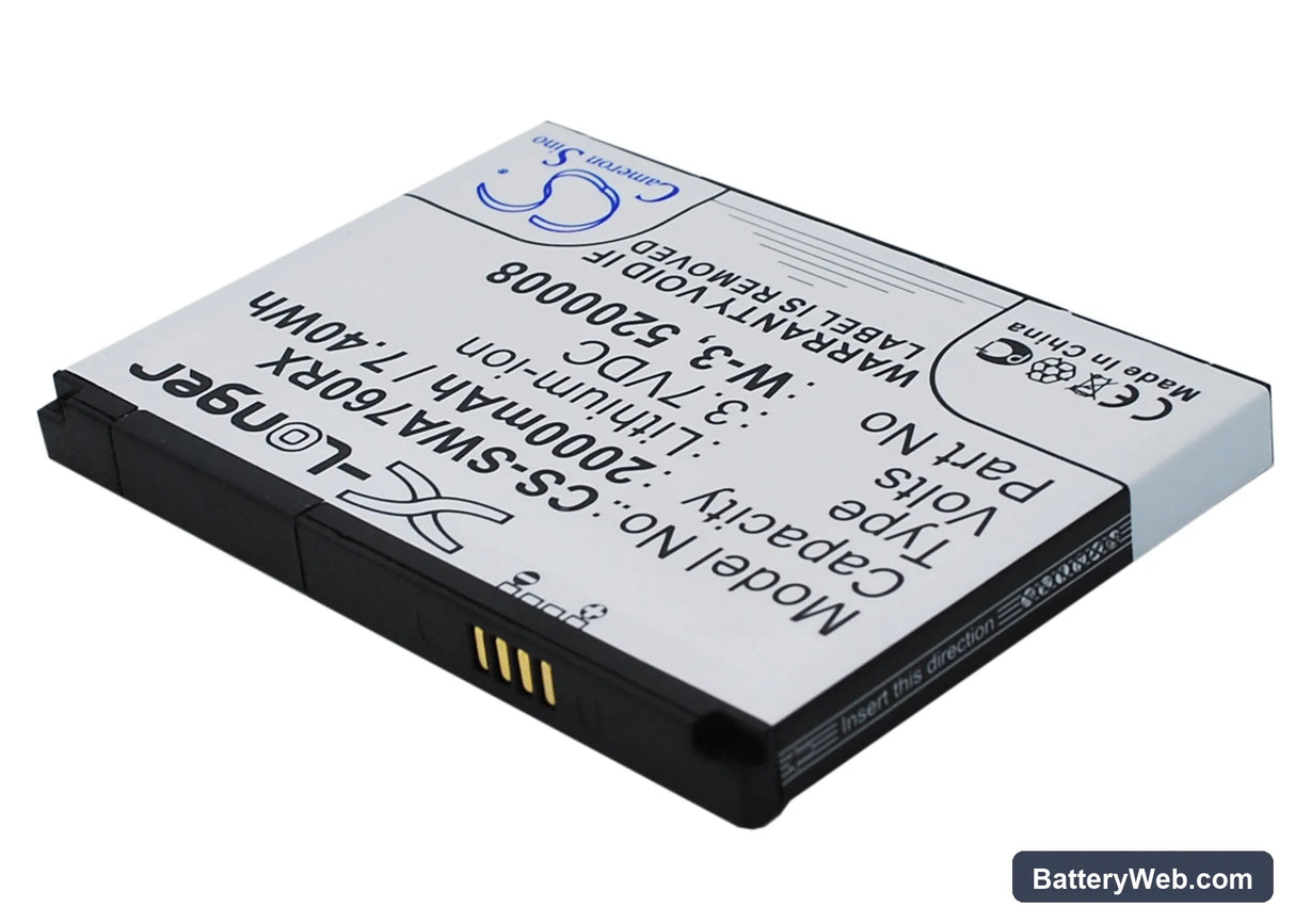 Sierra Wireless Aircard 762s Replacement Battery, 3.7V, 2000mAh, Li-ion 2