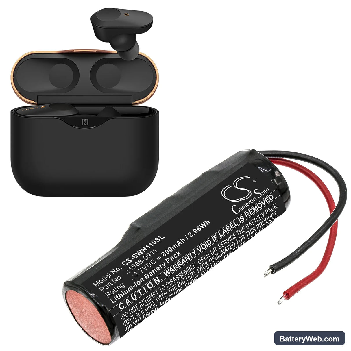 Sony WF-1000XM3 Charging Case Replacement Battery, 3.7V, 800mAh, Li-ion 5