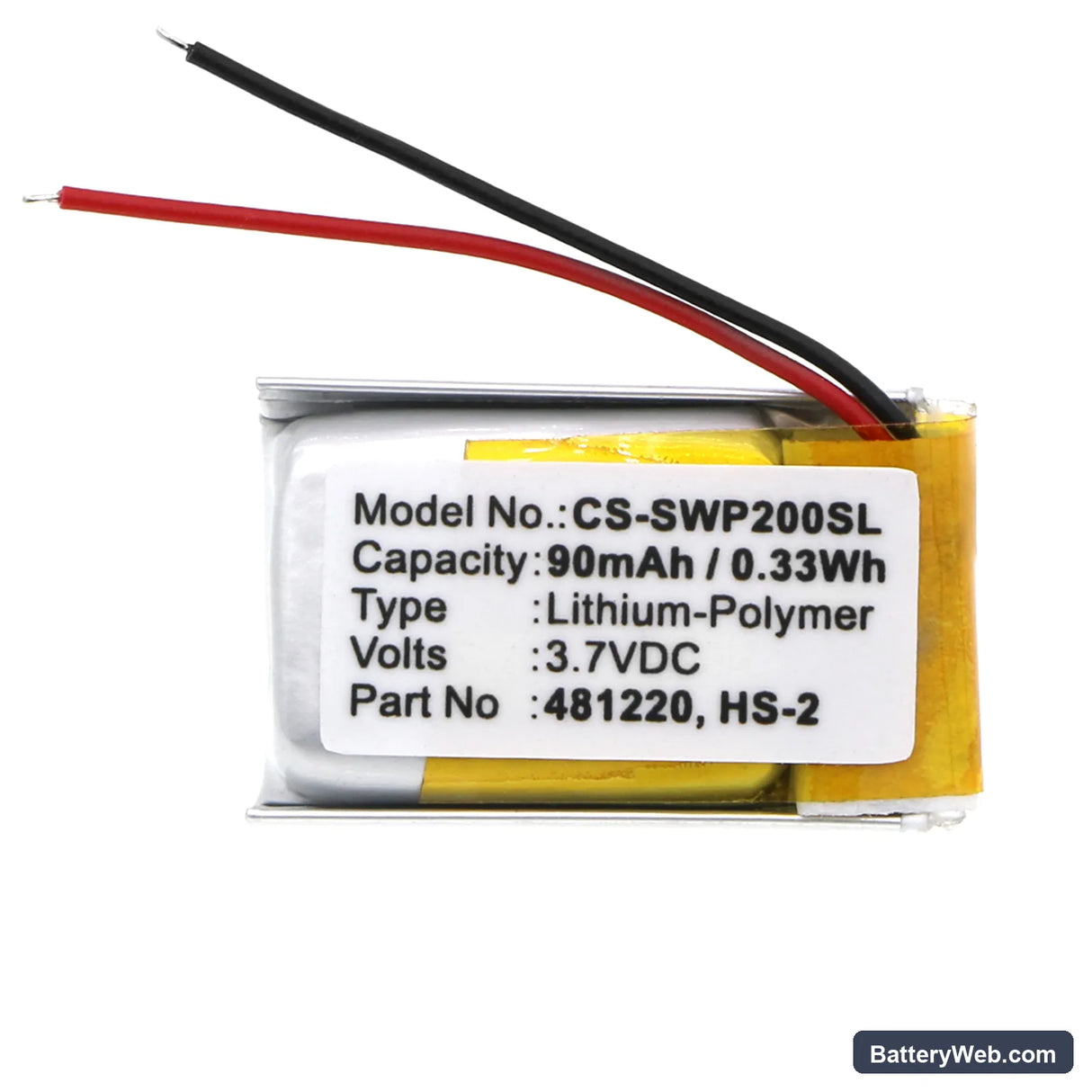 Samsung WEP-200 Replacement Battery, 3.7V, 90mAh, Li-Polymer 3