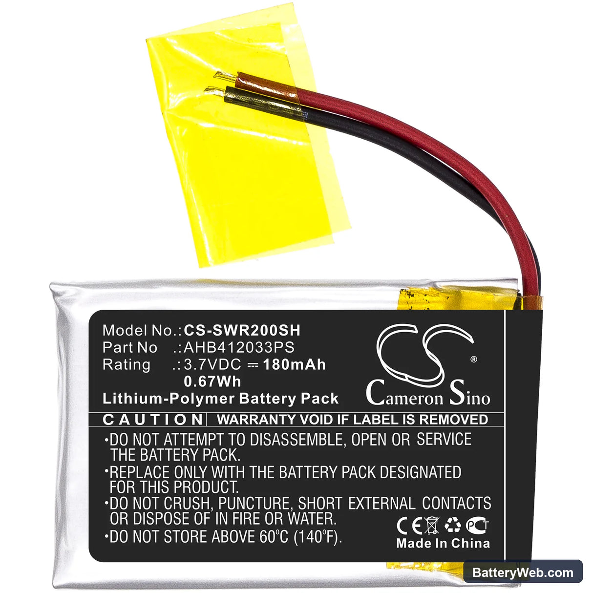 Sony SmartWatch 2 Replacement Battery, 3.7V, 180mAh, Li-Polymer 3