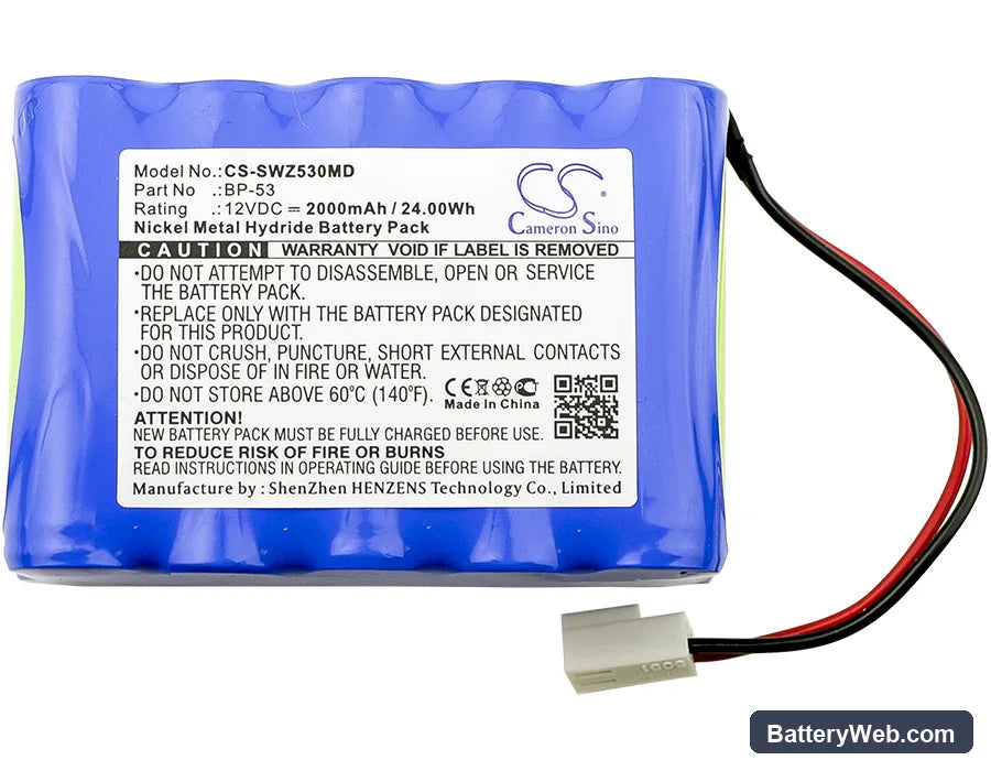Smiths Corporation TOP-5300 Replacement Battery, 12V, 2000mAh, Ni-MH 3