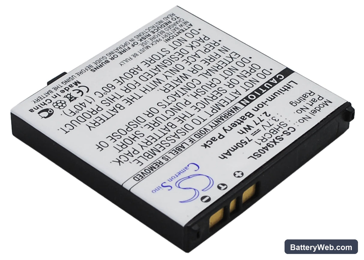Sharp 940SH Replacement Battery, 3.7V, 750mAh, Li-ion 1