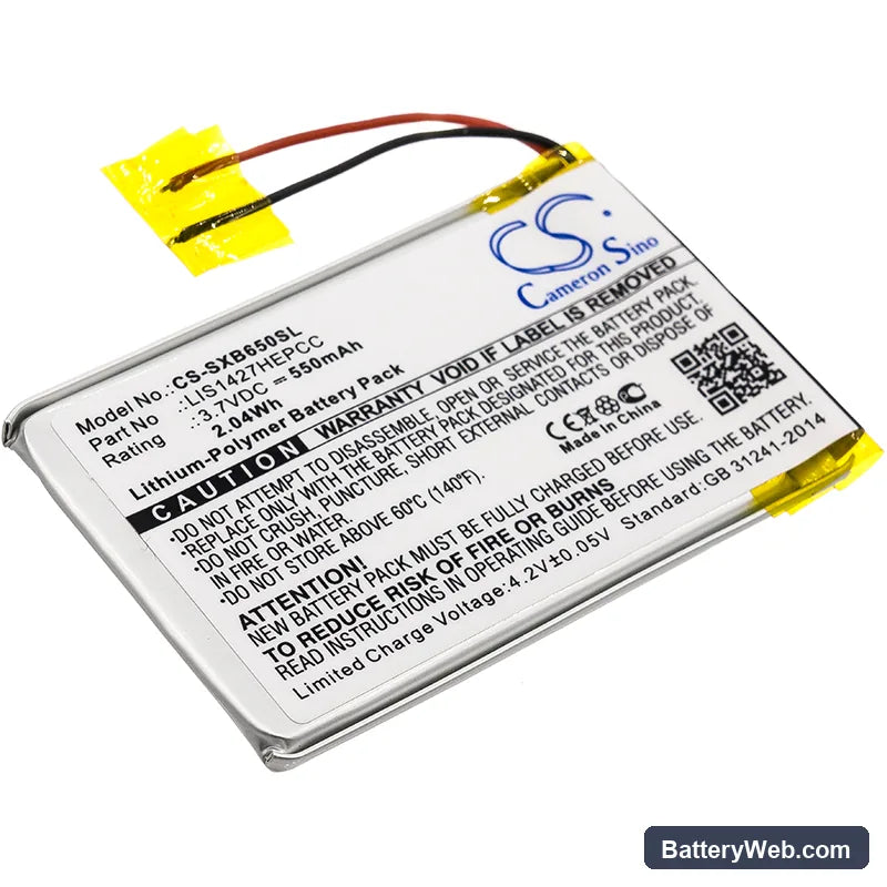 Sony MDR-DS6500 Replacement Battery, 3.7V, 550mAh, Li-Polymer 1