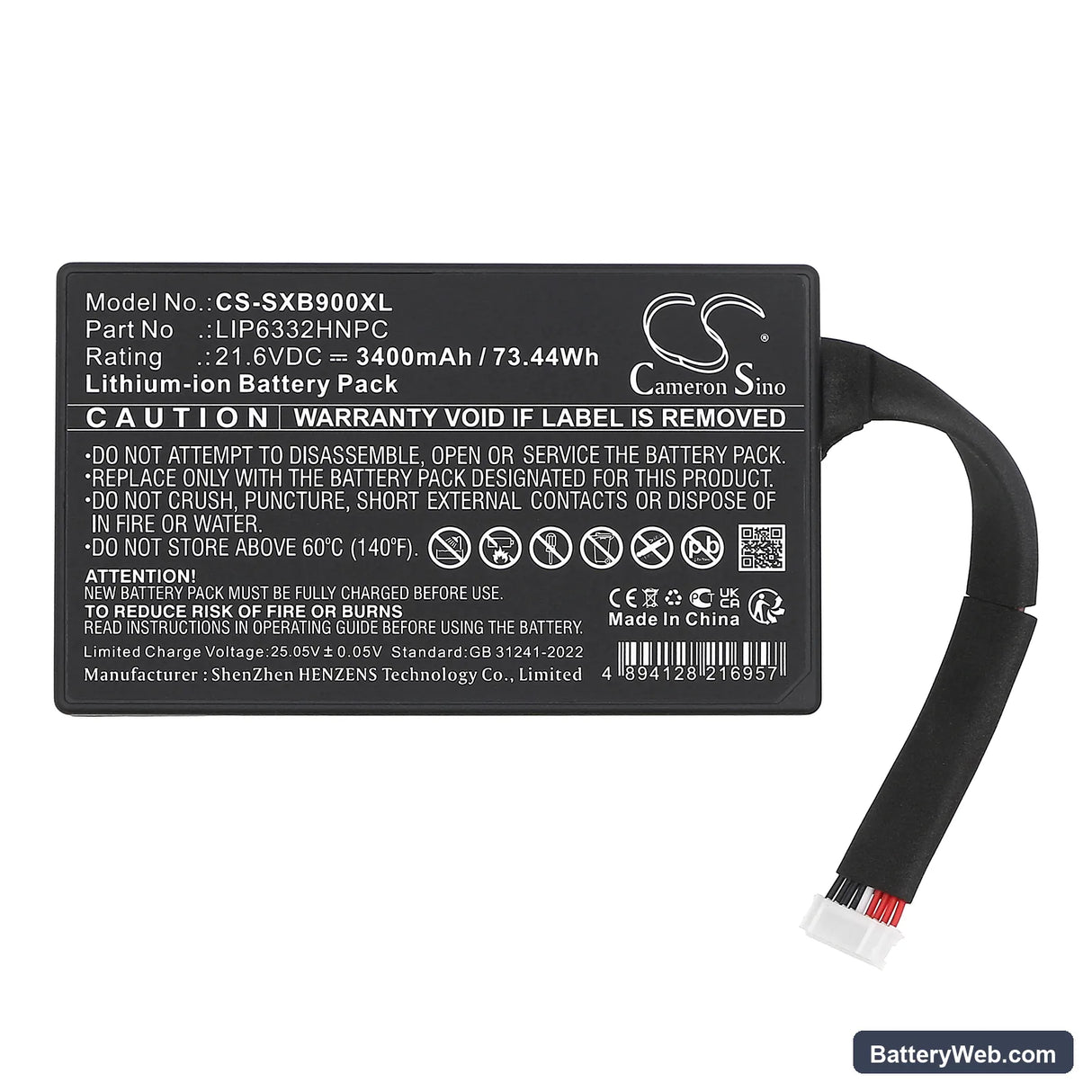 Sony GTK-XB90 Replacement Battery, 21.6V, 3400mAh, Li-ion 3