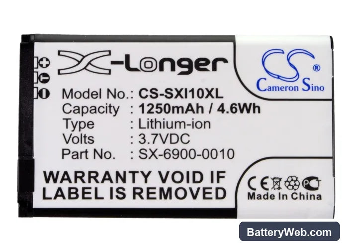 Sirius SXi1 Replacement Battery, 3.7V, 1250mAh, Li-ion 5