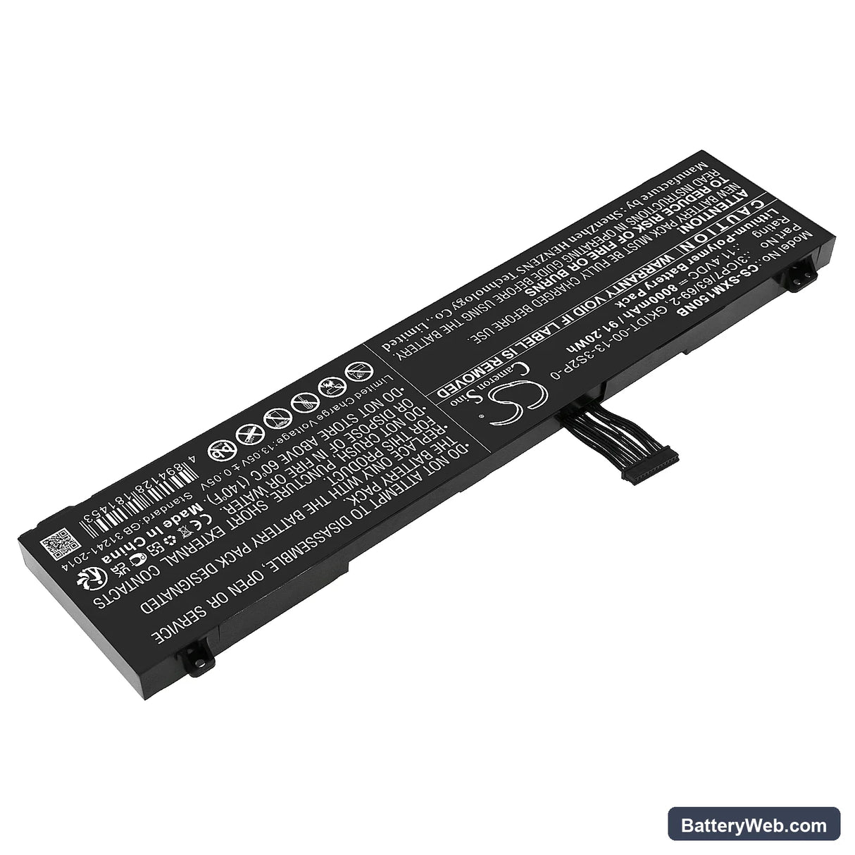 Schenker XMG Fusion 15 XFU15L19 Replacement Battery, 11.4V, 8000mAh, Li-Polymer 2