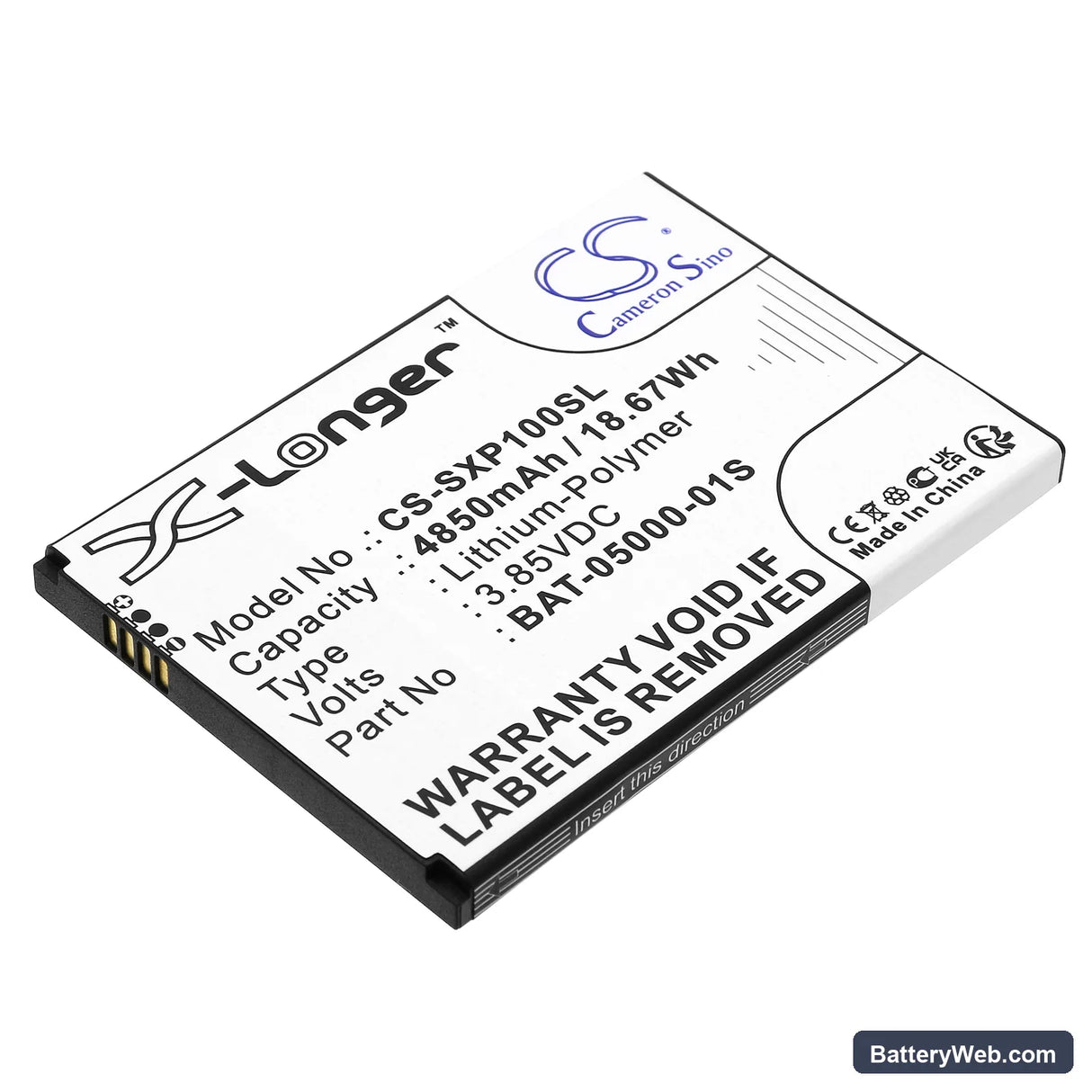 Sonim XP10 Replacement Battery, 3.85V, 4850mAh, Li-Polymer 1