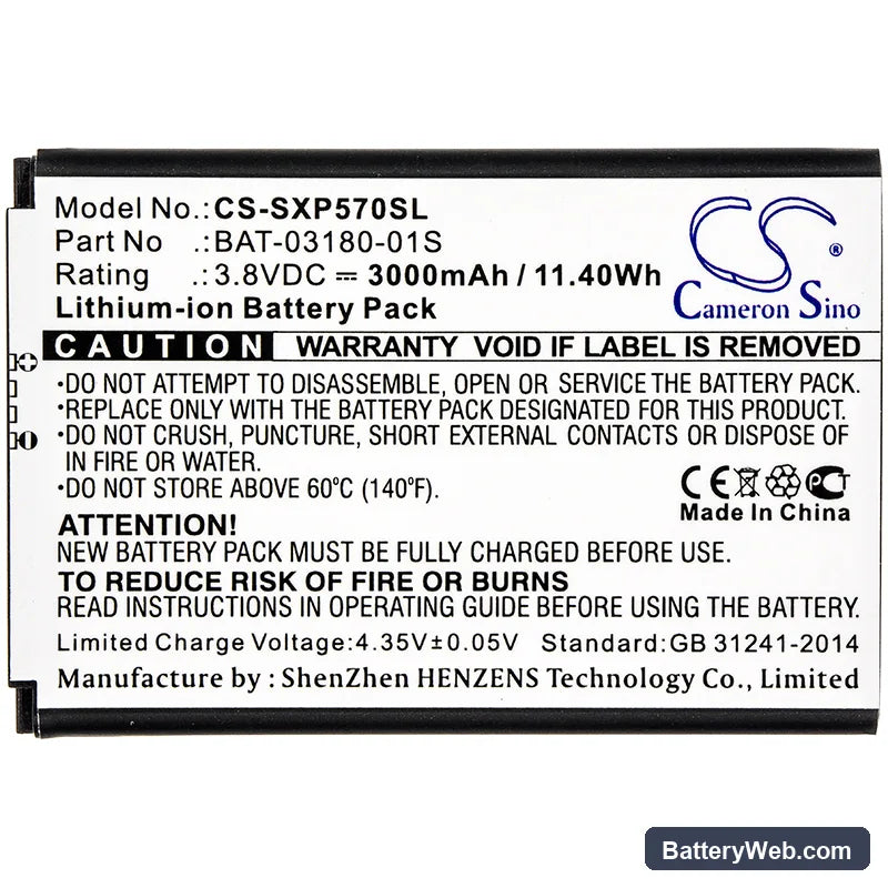 Sonim XP5 Replacement Battery, 3.8V, 3000mAh, Li-ion 3