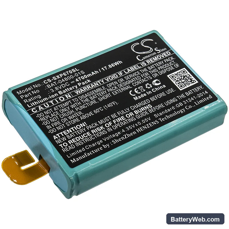 Socketmobile Sonim XP7 Replacement Battery, 3.8V, 4700mAh, Li-ion 1