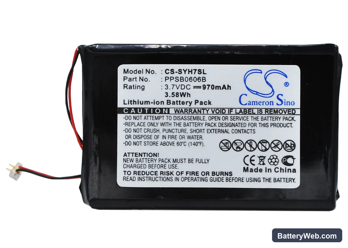 Samsung YP-YH7 Replacement Battery, 3.7V, 970mAh, Li-ion 5