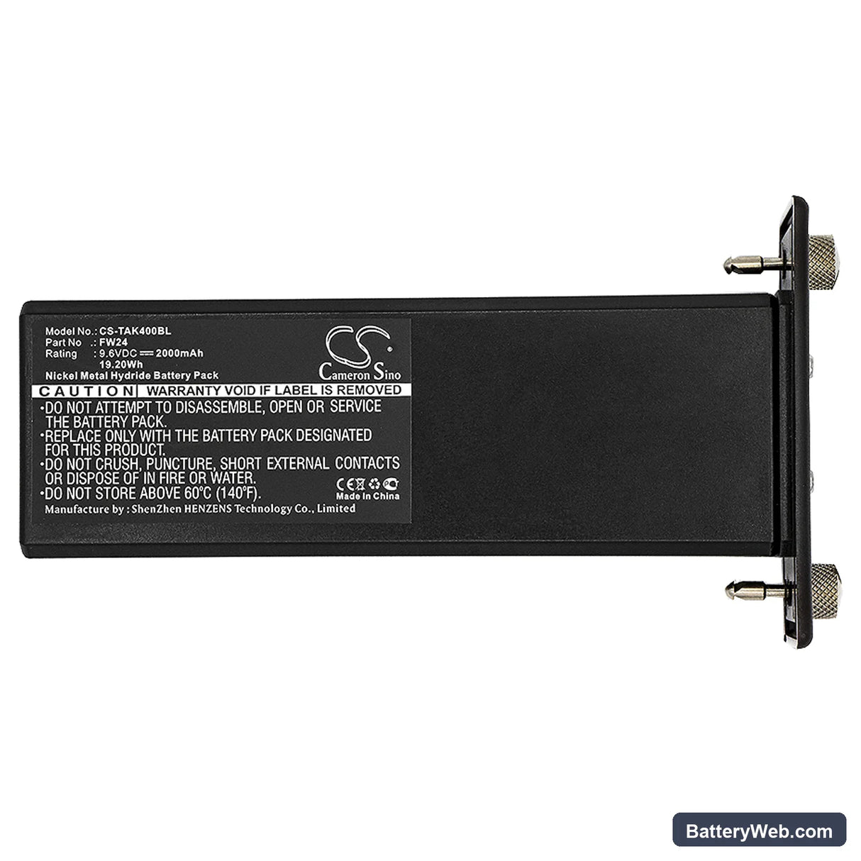 Teletec AK1 Replacement Battery, 9.6V, 2000mAh, Ni-MH 3