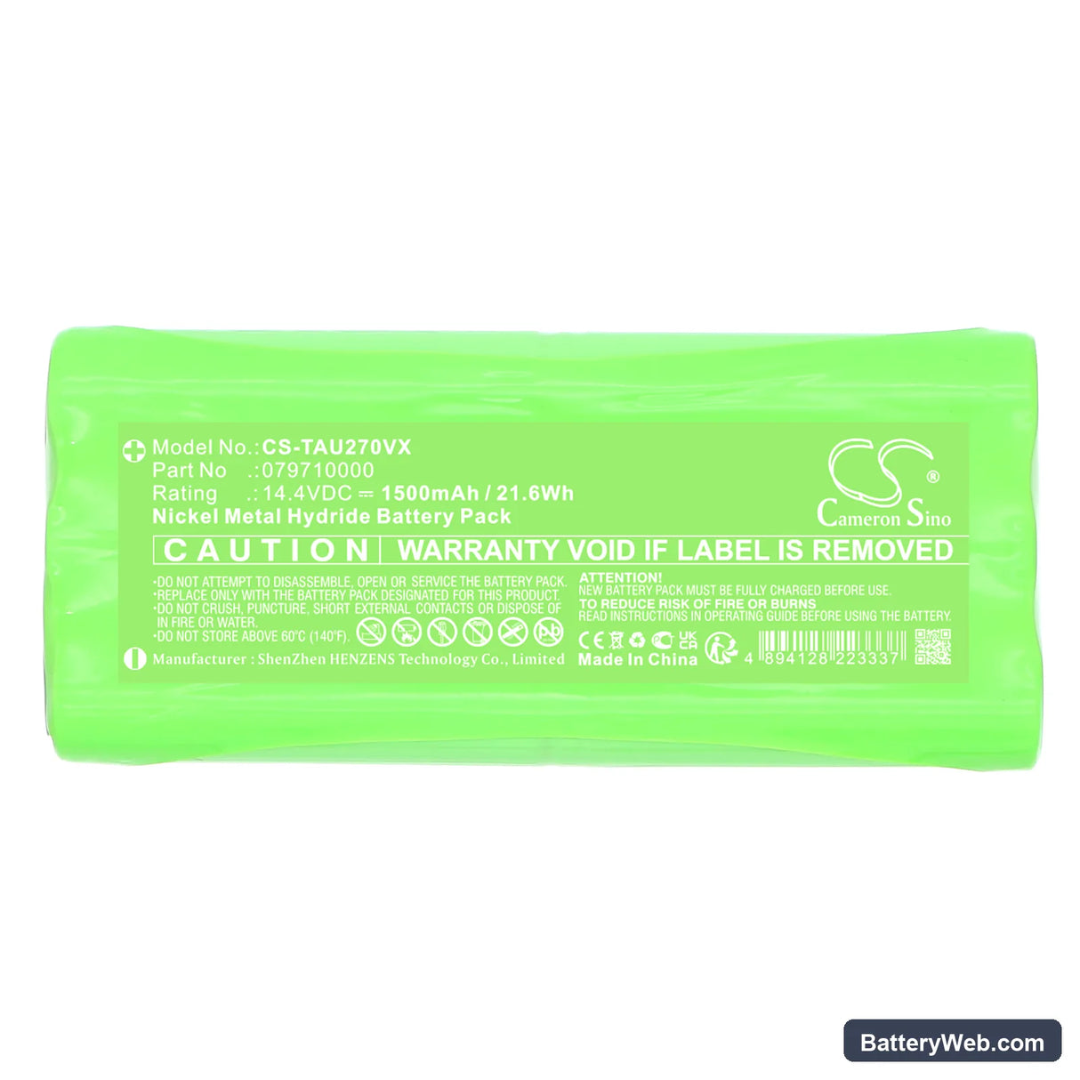 Taurus Saugroboter Striker Slim VER. II Replacement Battery, 14.4V, 1500mAh, Ni-MH 3