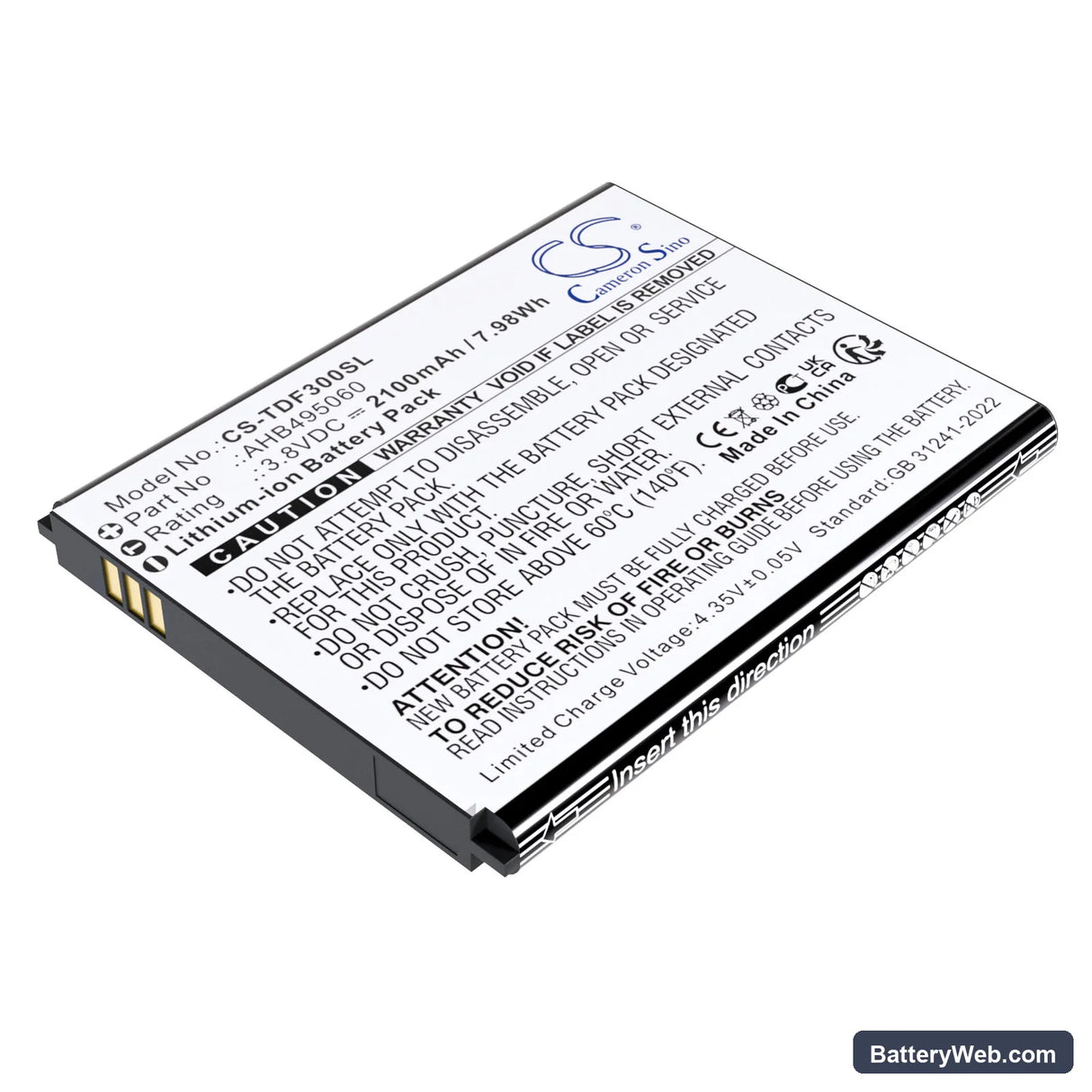 Tenda 4G180. 4G LTE Replacement Battery, 3.8V, 2100mAh, Li-ion 1