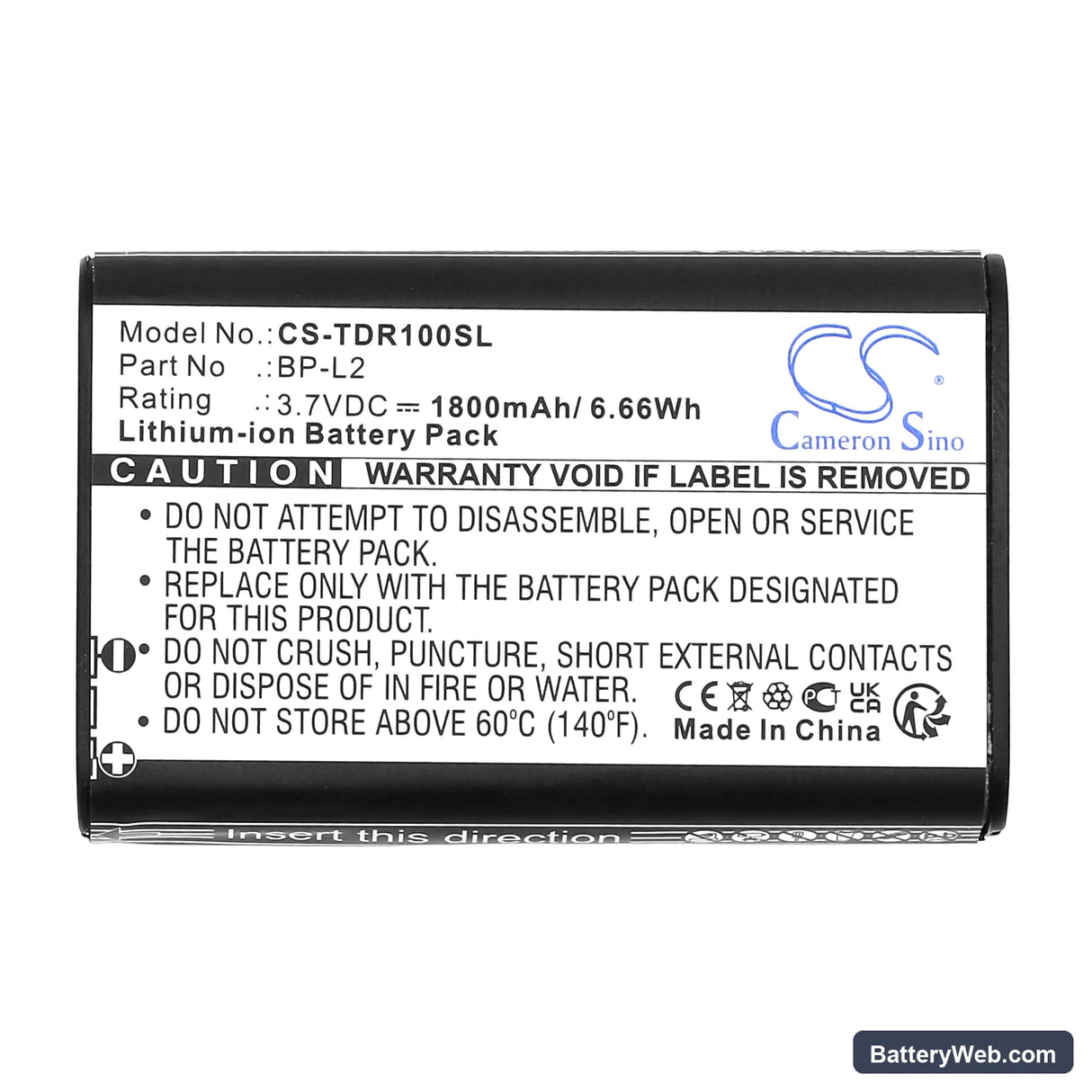Tascam DR-1 Replacement Battery, 3.7V, 1800mAh, Li-ion 3