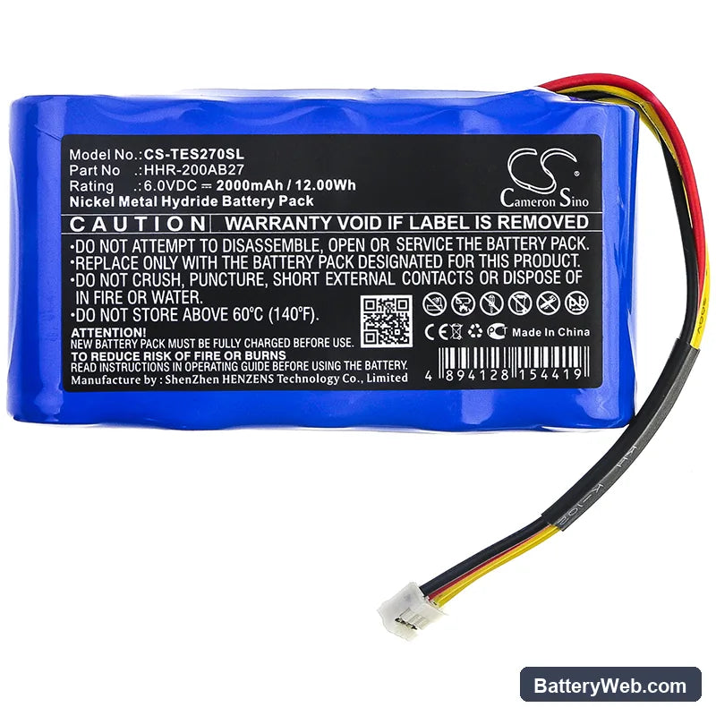 Testo Fluegas Analyzer Replacement Battery, 6V, 2000mAh, Ni-MH 3