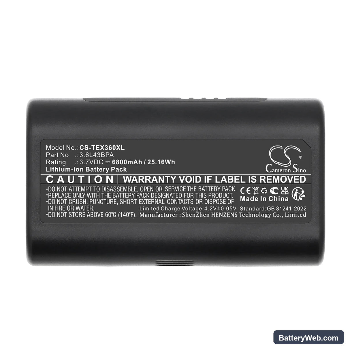 Texas Instruments TI-Navigator Replacement Battery, 3.7V, 6800mAh, Li-ion 5