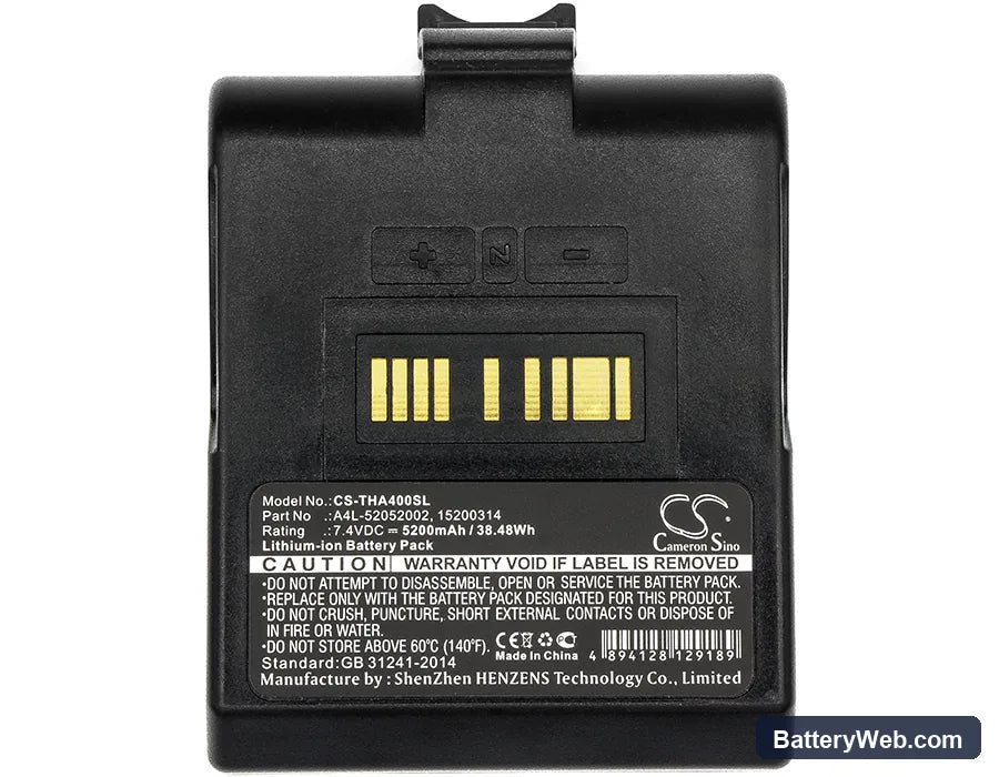 TSC Alpha 4L Replacement Battery, 7.4V, 5200mAh, Li-ion 3