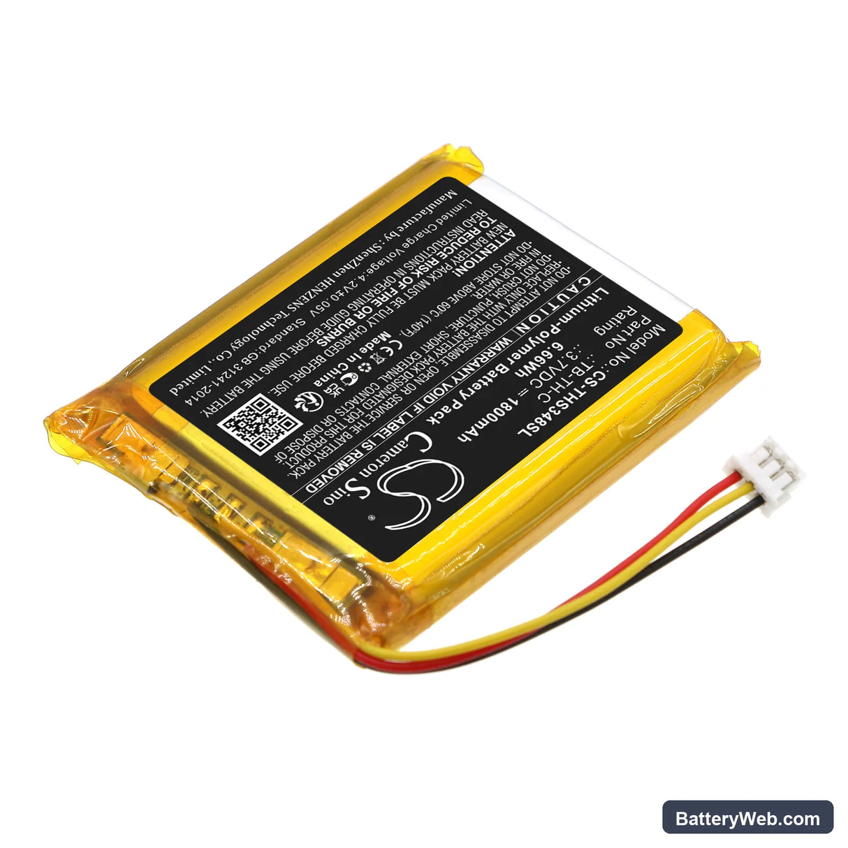 Therabody Smart Goggles Replacement Battery, 3.7V, 1800mAh, Li-Polymer 2