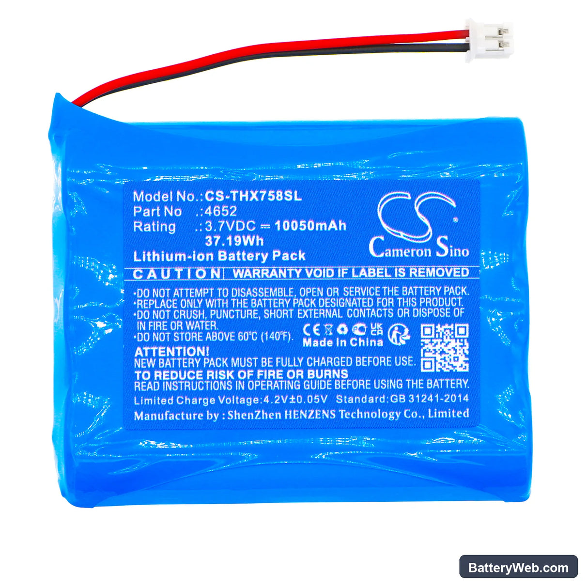 Technaxx TX-75 Replacement Battery, 3.7V, 10050mAh, Li-ion 3
