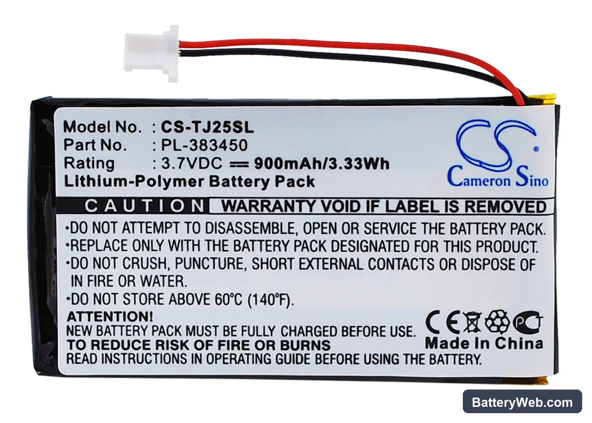 Sony Clie PEG-TJ25 Replacement Battery, 3.7V, 900mAh, Li-Polymer 1