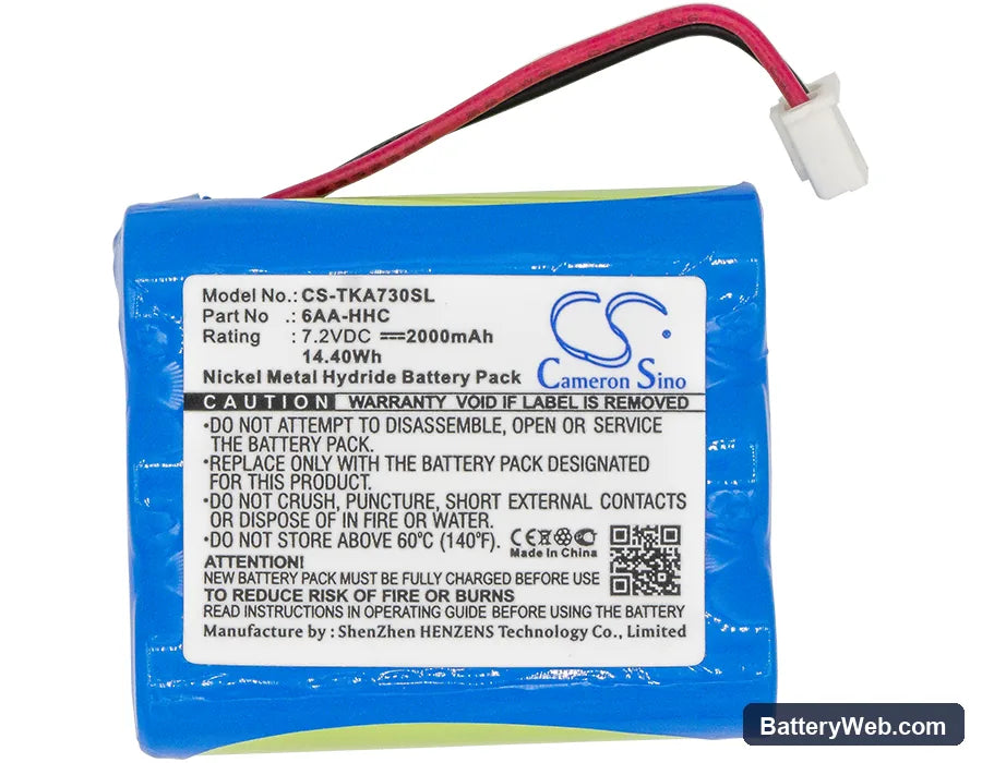 TDK Life on Record A73 Replacement Battery, 7.2V, 2000mAh, Ni-MH 3