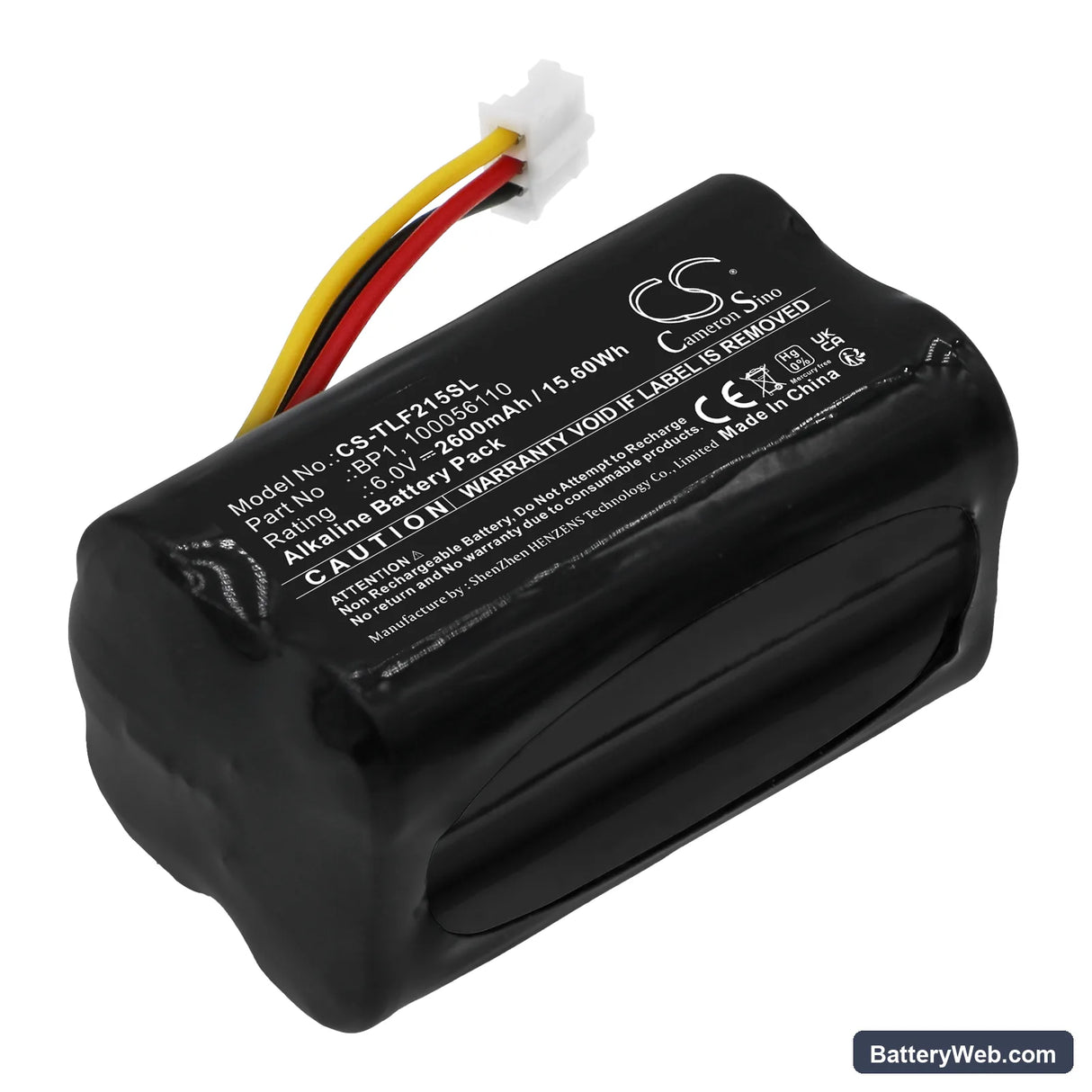 Telenot BP1 Replacement Battery, 6V, 2600mAh, Alkaline 1