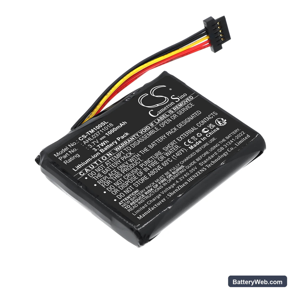 TomTom Go 1000 Replacement Battery, 3.7V, 1000mAh, Li-ion 1
