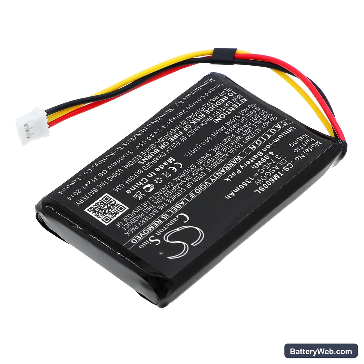 TomTom One V1 Replacement Battery, 3.7V, 1350mAh, Li-Polymer 2