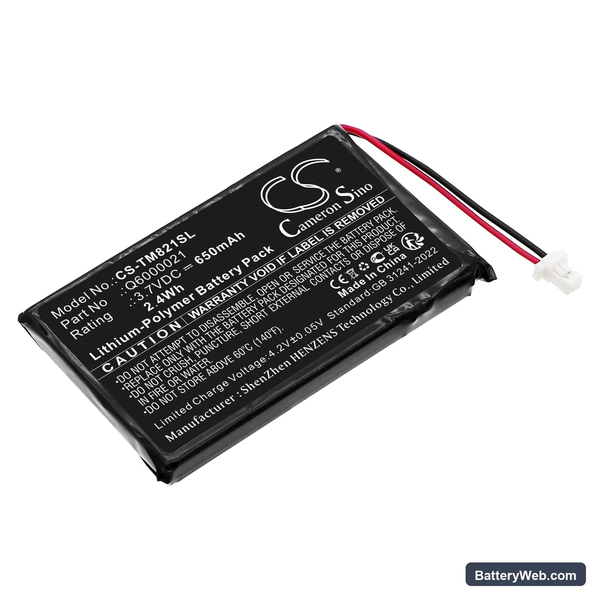 TomTom GPS-9821X Replacement Battery, 3.7V, 650mAh, Li-ion 1