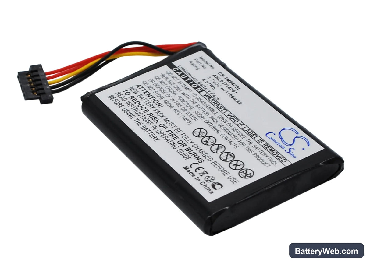 TomTom Go 940 Replacement Battery, 3.7V, 1100mAh, Li-ion 3