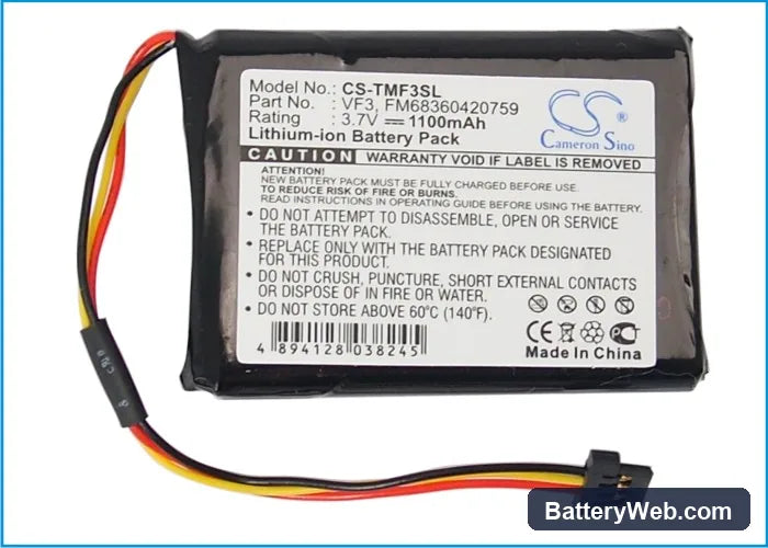 TomTom Quanta Replacement Battery, 3.7V, 1100mAh, Li-ion 5