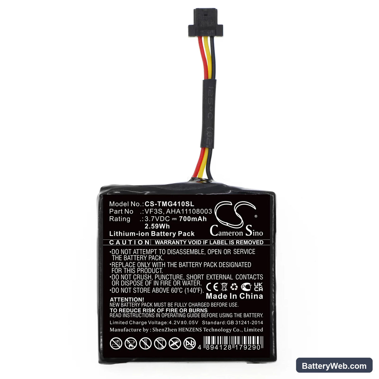 TomTom Star 40 Replacement Battery, 3.7V, 700mAh, Li-ion 3