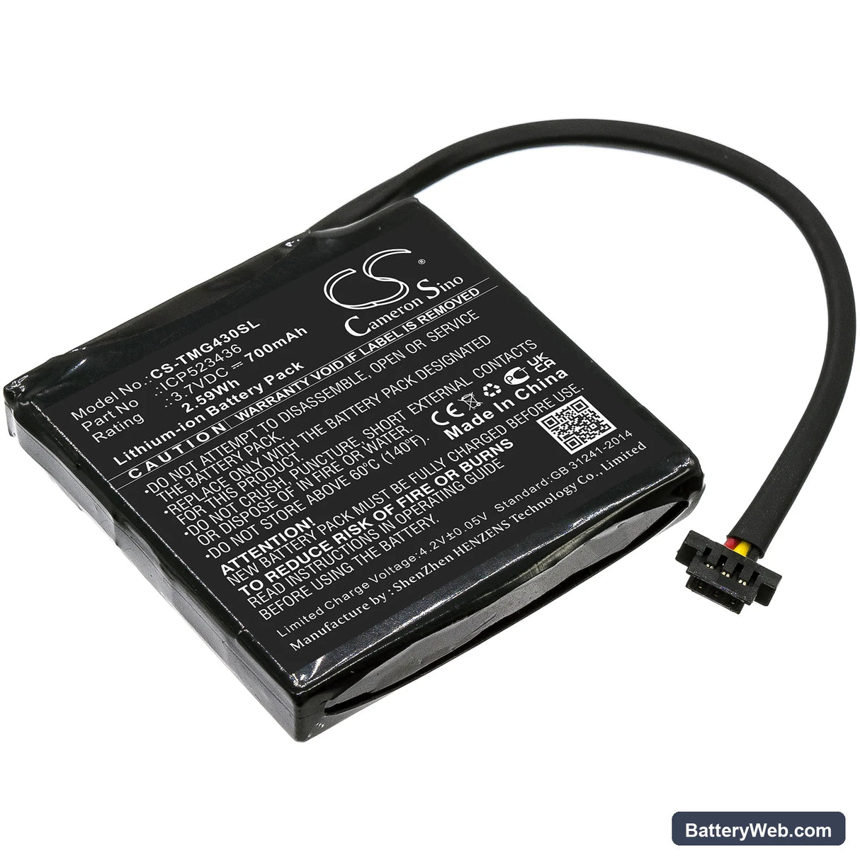 TomTom Go 400 4.3" Satnav Replacement Battery, 3.7V, 700mAh, Li-ion 1